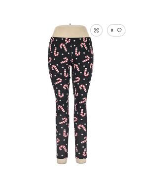 Tipsy Elves Women's Black Candy Cane Print Leggings Size L